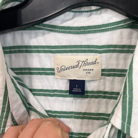 Universal Thread Green White Striped Cotton Midi Dress Size Large NWT - Picture 8 of 8